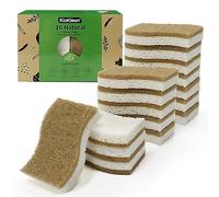 16 Pack Biodegradable Natural Kitchen Sponge - Compostable Cellulose and Coconut Walnut Scrubber Sponge - Eco Friendly Sustainable Sponges for Dishes