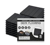 16 Pack Black Foam Panels - 30 x 30 cm Each Interlocking Decking Tiles | Garden Balcony Patio Click Lock-in Flooring Deck | Waterproof | Outdoor Drainage Deck Flooring