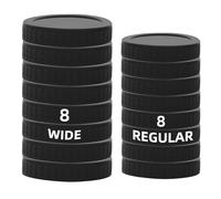 16 Pack Black Plastic Mason Jar Lids with Silicone Rings, 8 Wide Mouth & 8 Regular Mouth Canning Lids for Ball & Kerr and More, 86mm &70mm Plastic Mason Jar Lids