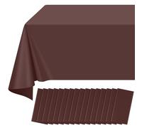 16 Pack Brown Plastic Tablecloth for Rectangle Tables, Premium Decorative Brown Disposable Table Cloths for Parties, Bulk Rectangle Party Table Cover for Birthday, Wedding, Anniversary, 54 x 108 Inch
