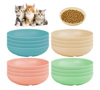 16 Pack Cat Dish Set Whisker Friendly Plastic Cat Feeding Bowls Indoor Whisker Fatigue Relief Kitten Bowls Colorful Outdoor Shallow Wide Plate for Small Pets Dogs Water (16 Pcs)