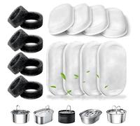 16-Pack Cat Water Fountain Filters, Triple-Action Replacement Filters with Activated Carbon & Coconut Shell, Compatible with 2-2.5L Pet Water Dispensers