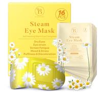 16 Pack Chamomile Steam Eye Mask for Dryness, Puffiness, Strain & Relaxation, Heated Eye Mask for Sleep & Travel, Self-Heating & Disposable Warm Compress, Travel Essentials, Relaxation Gifts for Women