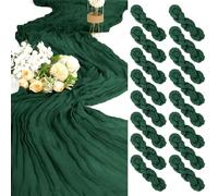16 Pack Cheesecloth Table Runner Emerald Green, 35 x 70 Inch Gauze Cheese Cloth Table Runner Rustic Boho Wedding Table Runner for Wedding Birthday Party Bridal Shower Cake Table Decoration