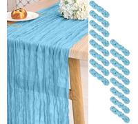 16 Pack Cheesecloth Table Runner Light Blue,10 ft Gauze Table Runner Long Semi-Sheer Rustic Boho Table Runners for Wedding,Bridal Shower,Party,Banquet Decoration(21.5 x 120 Inch)