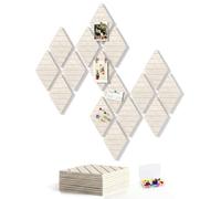 16 Pack Diamond Pattern Pin Board Notice Board Cork Boards for Walls | Alternative Per Tablet 30 x 20 x 0.9 cm Felt Pin Board Comes with 50 Pushpins for DIY Wall Office Bedroom