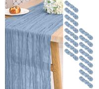 16 Pack Dusty Blue Cheesecloth Table Runner ,10ft Long Rustic Gauze Boho Table Runners for Wedding,Bridal Shower,Party,Banquet Decoration-21.5 x 120 Inch