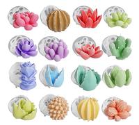 16 Pack Flower Succulent Candle Mold Resin Casting Silicone Molds for Home Decor & Candle Making Wave Spiral Mold