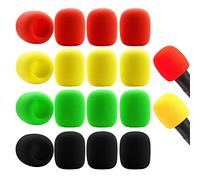 16 Pack Foam Mic Cover Handheld Microphone Windscreen Household KTV Non-disposable Microphone Sponge Cover Blowout Cover Windproof Sponge Cover (4 Color)