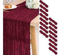 16 Pack Gauze Cheesecloth Table Runner Burgundy ,10ft Long Rustic Gauze Boho Wedding Table Runners 21.5 x 120 Inch for Wedding,Bridal Shower,Party,Banquet Decoration