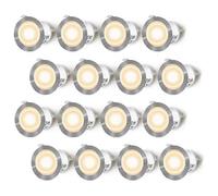 16 Pack LED Recessed Decking Spotlights, Waterproof IP67, Outdoor Recessed Spotlights, 0.6W DC12V, Warm White Light, Mini Decking Lamp Kit