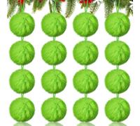 16 Pack Lime Green Flocked Furry Christmas Ball Ornaments Bauble Bundle 6cm, Tree Hanging Felt Xmas Balls Ornament, Christmas Ornament Faux Fur Balls Fluffy Plush Hanging Christmas Decorations (Green)