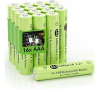 16 Pack Ni-MH Rechargeable AAA Batteries, Triple A 600mAh 1.2V AAA Battery, Solar Light Battery for Solar Outdoor Garden Landscaping Lights Lantern Household Devices