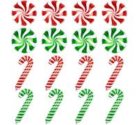 16 Pack Red and Green Candy Cane Foil Balloon Xmas Balloon Christmas Mylar Balloons Decoration Xmas Santa Canes Walking Stick Candy for Birthday New Year Carnival Festival Holiday Party