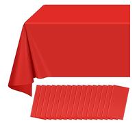 16 Pack Red Plastic Tablecloth for Rectangle Tables, Premium Decorative Red Disposable Table Cloths for Parties, Rectangle Party Table Cover for Birthday, Wedding, Christmas, Anniversary, 54 x 108Inch