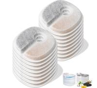 16 Pack Replacement Filters for E1 / E1+ Pumpless Cat Water Fountain (2 L / 67 oz), Pet Water Fountain Filter with Activated Carbon & Ion Exchange Resin