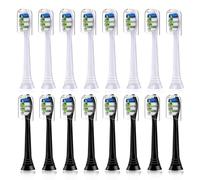 16 Pack Replacement Toothbrush Heads Compatible with Philips Sonicare Electric Toothbrush. 8er White and 8er Black