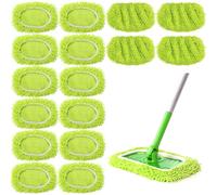 16 Pack Reusable Microfiber Mop Pads - Dry Sweeping Cloths & Wet Mopping Cloths, Washable Wet Pads Refill for Mopping Floors (Mop is not Included)