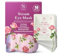 16 Pack Rose Steam Eye Mask for Dryness, Puffiness, Strain & Relaxation, Heated Eye Mask for Sleep & Travel, Self-Heating & Disposable Warm Compress, Travel Essentials, Relaxation Gifts for Women