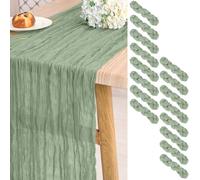 16 Pack Sage Green Cheesecloth Table Runner , 10ft Long Rustic Gauze Boho Table Runners for Wedding,Bridal Shower,Party,Banquet Decoration-21.5 x 120 Inch