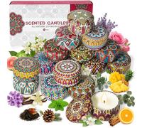 16 Pack Scented Candles Gift Set for Women, Natural Soy Wax Aromatherapy Candles in Decorative Tin Jars, Long Burning Relaxing Candle Gifts for Home, Bath, Spa, Birthday, Christmas