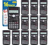 16 Pack Scientific Calculators, 2-Line Large Screen Display 240 Functions Scientific Calculators for Students, Math Algebra Fraction Calculator for High School College School