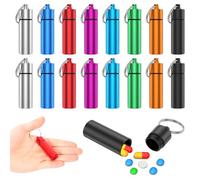 16 Pack Small Portable Pill Organizer Case Keychain Aluminum Alloy Pocket Pill Holder Keychain for Home Travel Waterproof Metal Pills Container Portable Mini Pills Boxes
