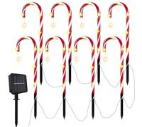 16 Pack Solar Christmas Candy Cane Pathway Lights - 48LEDs 48cm Outdoor Landscape Stake Light | Solar Lights Candy Cane Decorations | Garden Stake Lights Festive Decoration | For Garden Yard Lawn