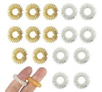 16 Pack Spiky Sensory Finger Rings Gold Silver Metal Acupressure Rings, Stress Relief Fidget Sensory Toys Fidget Rings Silent Finger Massage Roller for Kids Adults Stress Relief Anxiety Focus Autism