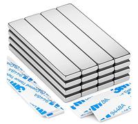 16 Pack Strong Magnet, Neodymium Magnetic Bar, 60 x 10 x 3 mm Rare Earth Magnet, Bar Magnets, Extremely Powerful Magnets with 16 Pcs Double-sided Adhesive for Multi-Use