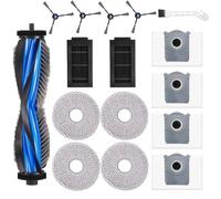 (16 Pack) T50 Pro Replacement Kit for ECOVACS DEEBOT T50 Series - Includes Roller Brush, 6 Side Brushes, 6 Dust Bags, 5 HEPA Filters & 6 Washable Mop Pads