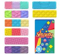 16 Pack Textured Sensory Suction Toys - Fidget Toys for Kids & Adults, Autism ADHD Sensory Fidgets, Classroom Travel Essentials, Quiet Stress Relief Suction Strips