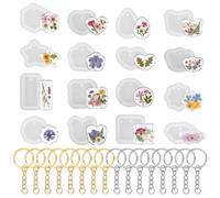 16 Pack Variety Geometric Pendant Silicone Molds Keychain Resin Molds Silicone with Hole Jewelry UV Resin Mold with 16 Keychains for Necklace Pendant Jewelry Making