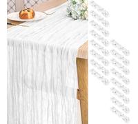 16 Pack White Gauze Cheesecloth Table Runner ,10ft Long Rustic Gauze Boho Wedding Table Runners 21.5 x 120 Inch for Wedding,Bridal Shower,Party,Banquet Decoration