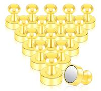 16 Packs Fridge Magnets, Magnets Strong Neodymium Magnets Small Push Pins Magnets for Fridge Whiteboard Mini Magnets for Crafts Photo Map Office, Gold