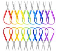 16 Packs Mini Loop Scissors for Children,Self Opening Adaptive Scissors,Colorful Grip Scissors Set for Kids and Adults Special Needs,Lefty and Right Support,8 Colors(5.5 Inch)