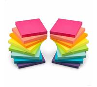 16 Packs Sticky Notes 3x3 Inches, Fluorescent Colored Post It Notes, Recyclable Self-Adhesive Pads, 50 Sheets Per Pad Total 800 Sheets, Easy Tear Memo Pads for Home Office Laptop School Supplies