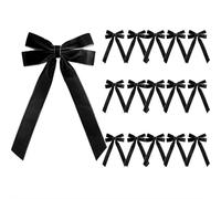 16 Packs Velvet Large Christmas Bows for Staircase Garland Wreath, 3.94" x 7.68" Vintage Ribbon Bows with Twist Tie,Vintage Christmas Tree Topper Bow for Holiday Indoor Outdoor Decorations (Black)