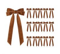 16 Packs Velvet Large Christmas Bows for Staircase Garland Wreath, 3.94" x 7.68" Vintage Ribbon Bows with Twist Tie,Vintage Christmas Tree Topper Bow for Holiday Indoor Outdoor Decorations (Brown)