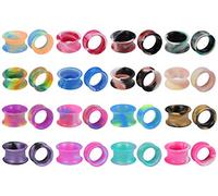 16 Pairs Ear Plugs Tunnels Silicone Flexible Thin Ear Gauges Piercing Double Flared Expander Guages Earrings