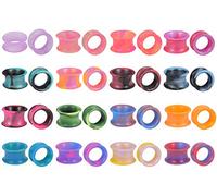 16 Pairs Ear Plugs Tunnels Silicone Flexible Thin Ear Gauges Piercing Double Flared Expander Guages Earrings