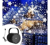 16-Pattern USB Christmas Projector Light, 360° Rotation Christmas Snowflake Projector Lights, Santa Claus Projection Lamp, Holiday Projection Light for Living Room, New Year Party Decor (Snowflake)