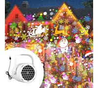 16-Pattern USB Christmas Projector Light, 360° Rotation Christmas Snowflake Projector Lights, Santa Claus Projection Lamp, Holiday Projection Light for Living Room, New Year Party Decor (Xmas)