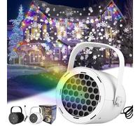 16-Pattern USB Christmas Projector Light, Christmas Snowfall Light Projector, Led Snowflake Projectors Lights USB Powered Lamp, Hd Adjustable, for Room Ceiling Exterior House (White,Snowflakes)