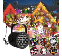 16-Pattern USB Christmas Projector Light - Rotating LED for Indoor & Outdoor Holiday Decor(Black-snowman)
