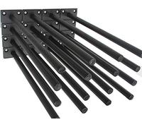 16 Pcs 10" Black Solid Steel Floating Shelf Bracket Blind Shelf Supports - Hidden Brackets for Floating Wood Shelves - Concealed Blind Shelf Support - Screws