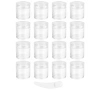 16 Pcs 10ML Empty Cosmetic Jars, Sample Pots, Travel Pots with Spatula for Cosmetics, Nail Powder, DIY Makeup Creams (16 Pcs, Clear)