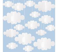 16 Pcs 3D Cloud Decorations Hanging Clouds for Ceiling Artificial Clouds Props Fake Cloud Ornaments Wall Decor Clouds Imitation Decorations Baby Shower Ceiling Party Nursery Children Room Art Wedding