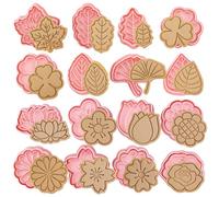 16 Pcs 3D Flower Leaf Cookie Cutter Set Flower Leaf Cutter DIY Baking Tool