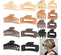 16 PCS 4.4" Large Hair Clips,Claw Clips,FDBJulyy Hair Clips for Women & Girls,4 Styles 4 Colors 16 Pack Strong Hold Matte Claw Hair Clip for Women Thick Hair & Thin Hair, 90's Vintage